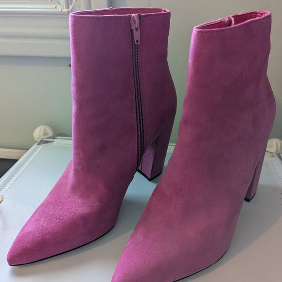 Pink suede ankle boots - Picture 1 of 1